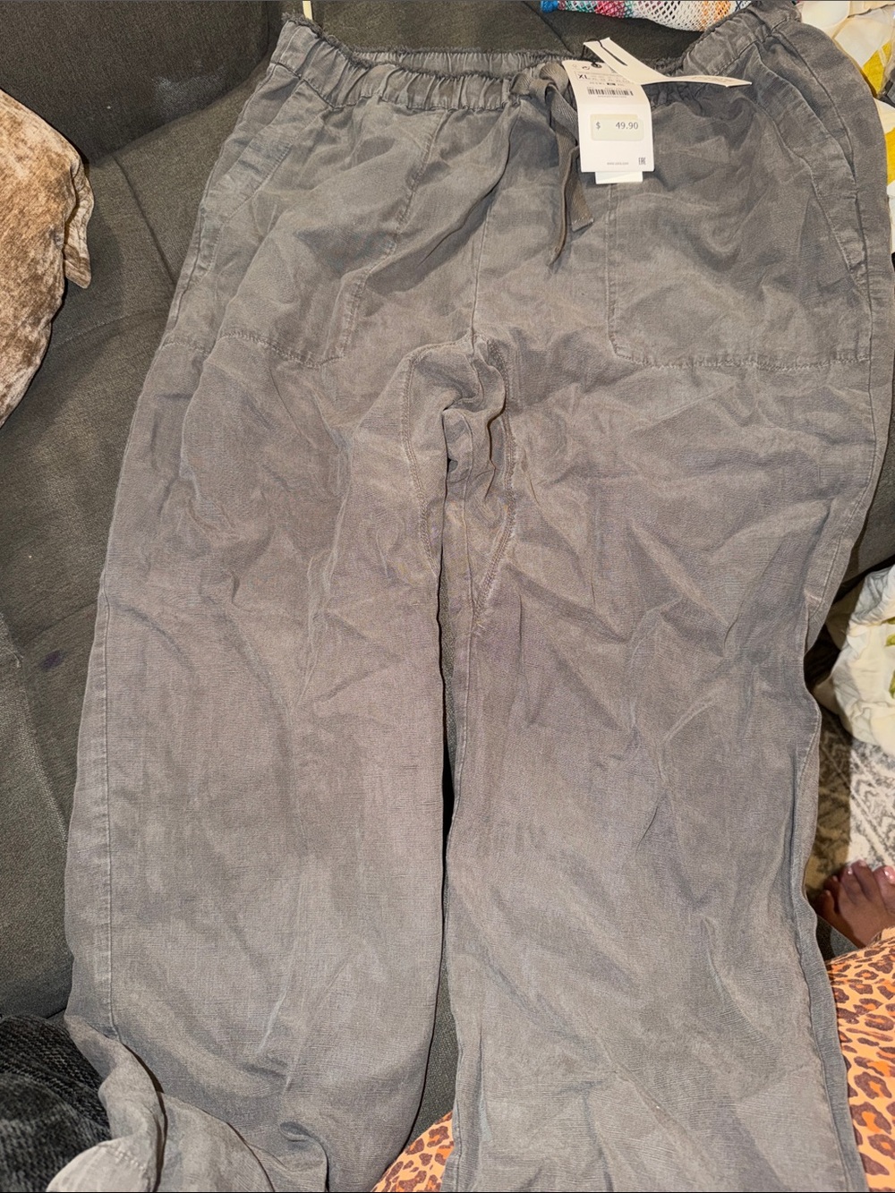 Women’s Relaxed Elastic Waist Gray Pants